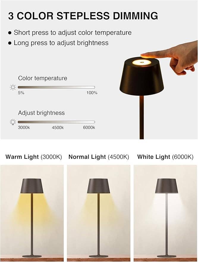 LivingTaste Home Inc - Wholesale Accent/Desk Lamp - 2-Pack Cordless 5000mAh Rechargeable LED Table Brown Lamp2
