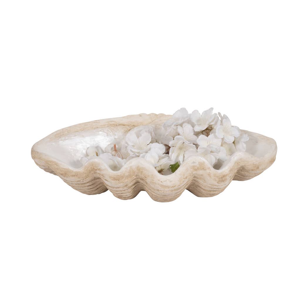 Sagebrook Home - Wholesale Decorative Plate/Dish/Bowl - Decorative Bowl - Ivory Resin Coastal Wavy Rim, 16 in.5