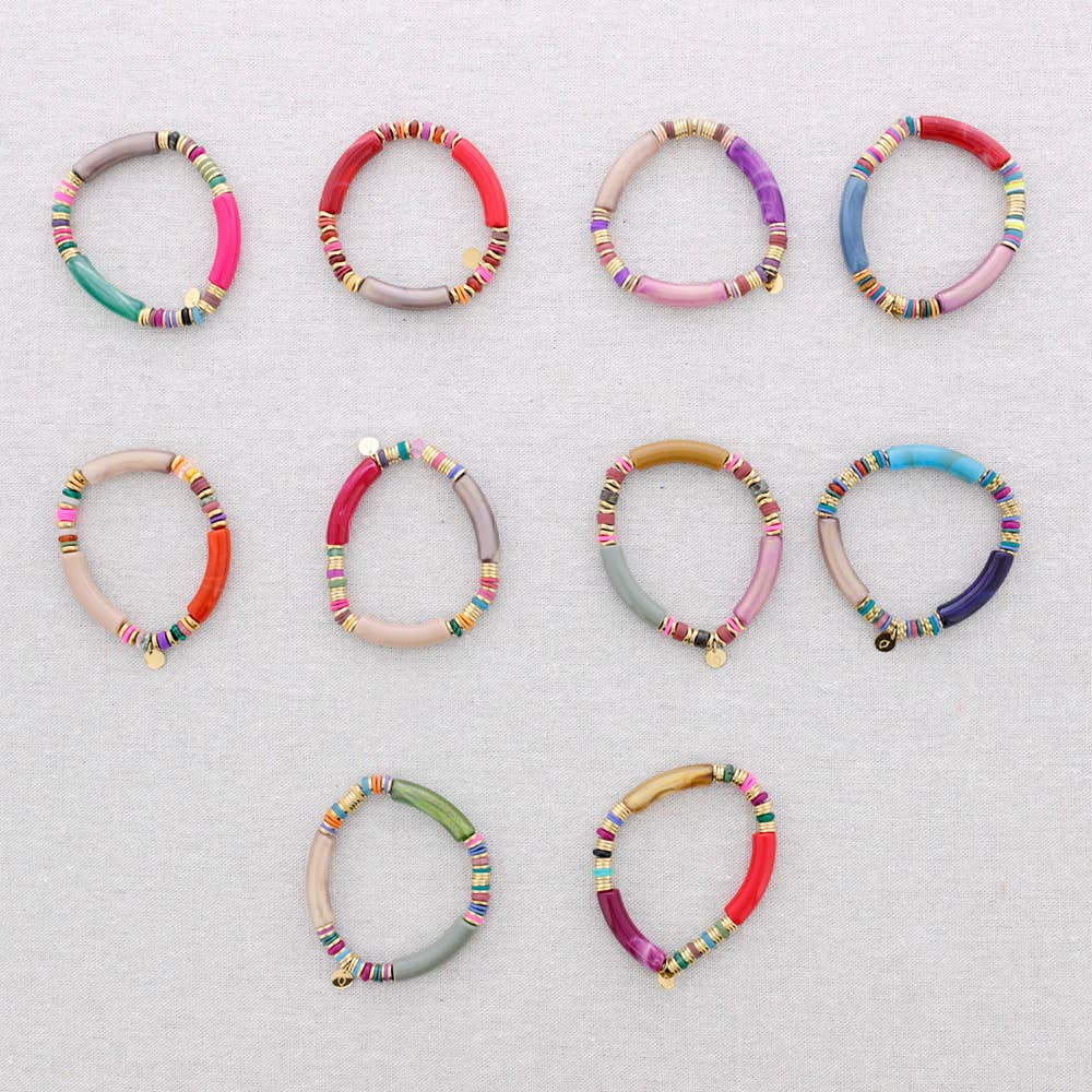 Sonata - Vendita all'ingrosso Gioielli a scatto - Bracciale elastico, acciaio, perline, resina9