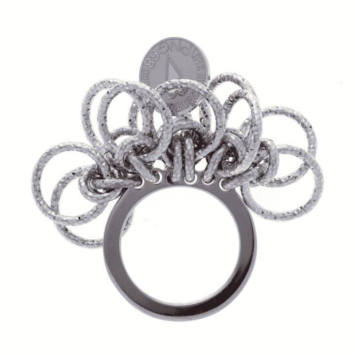 CIRCLE 4 LIEBESRING AUS VERSILBERTEM RHODIUM, HANDGEFERTIGT AUS ITALIEN für den Großhandel von PNG68