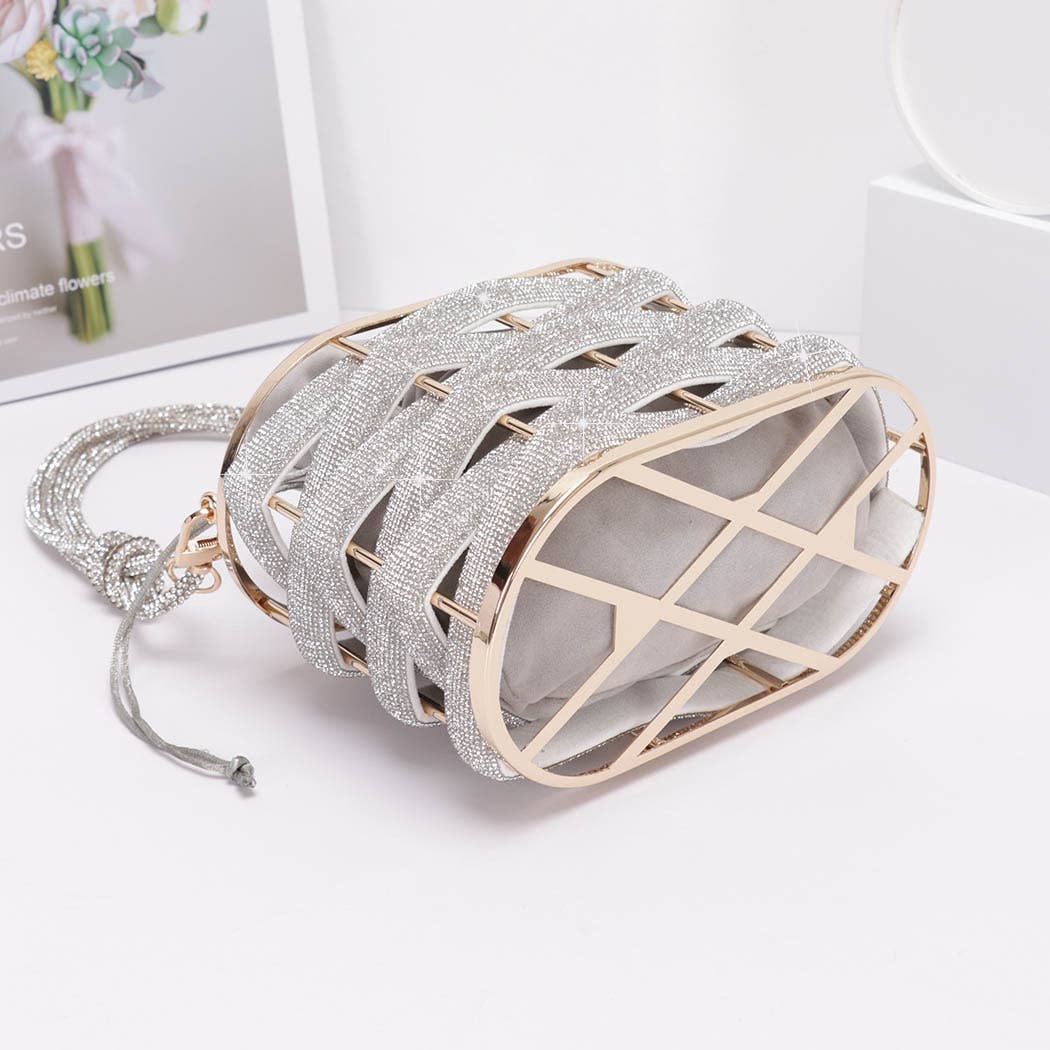 3AM BY H&D ACCESSORIES - Vendita all'ingrosso Pochette - Donna -  Pochette con strass a cestino dorato2