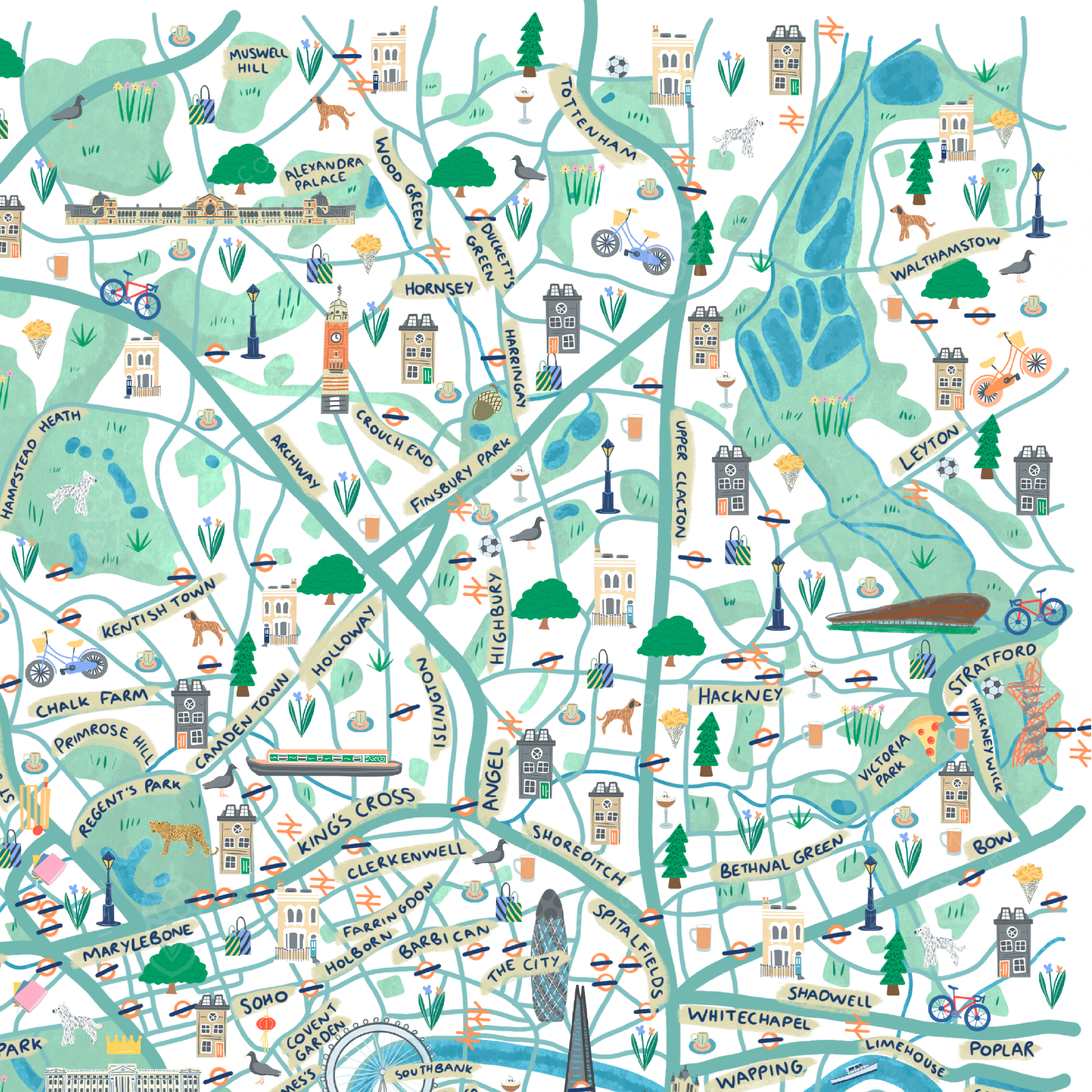 Inky Acorn Designs - Wholesale Art Print - London Map Signed Art Print1