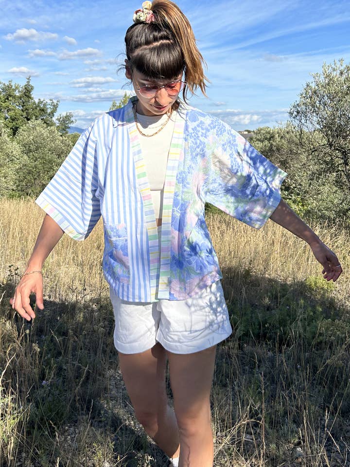 Upcycled Kimono blouse for wholesale by Frankie