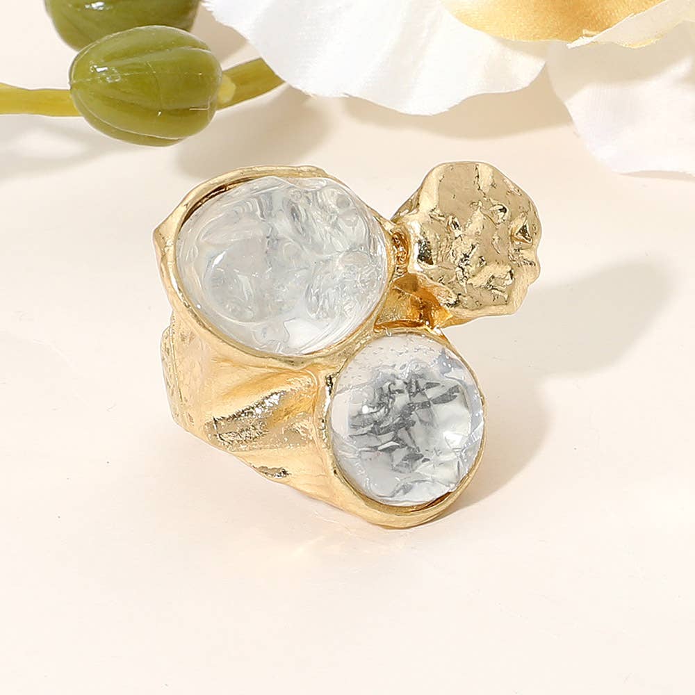 Sensibling Corp. - Wholesale Single Stone/Solitaire Ring - Abstract Chunky Stone Textured Stretch Ring
1
