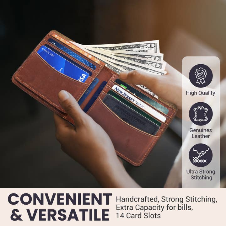 American Leather Goods - Wholesale Wallet - Men's - Genuine Leather Wallet for Men with Flap out ID Window9