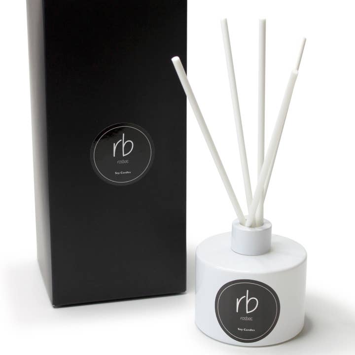 Rosbas Reed Diffusers and Sticks - Scented - White Glass Bottle - 6 oz for wholesale by rosbas, llc