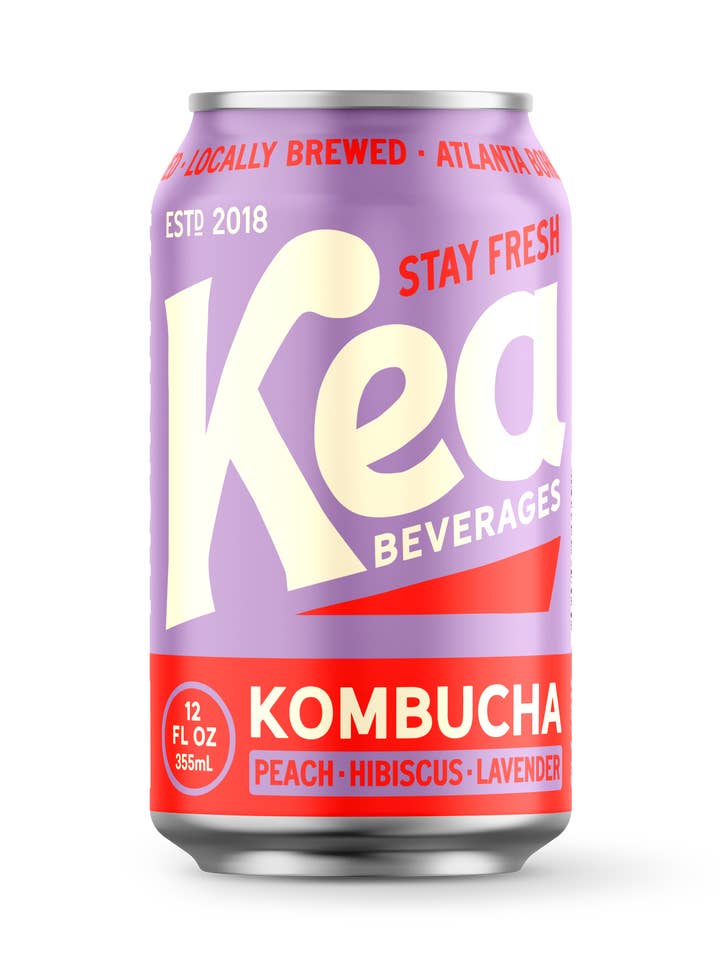 Peach, Hibiscus, Lavender Kombucha for wholesale by Kea Beverages