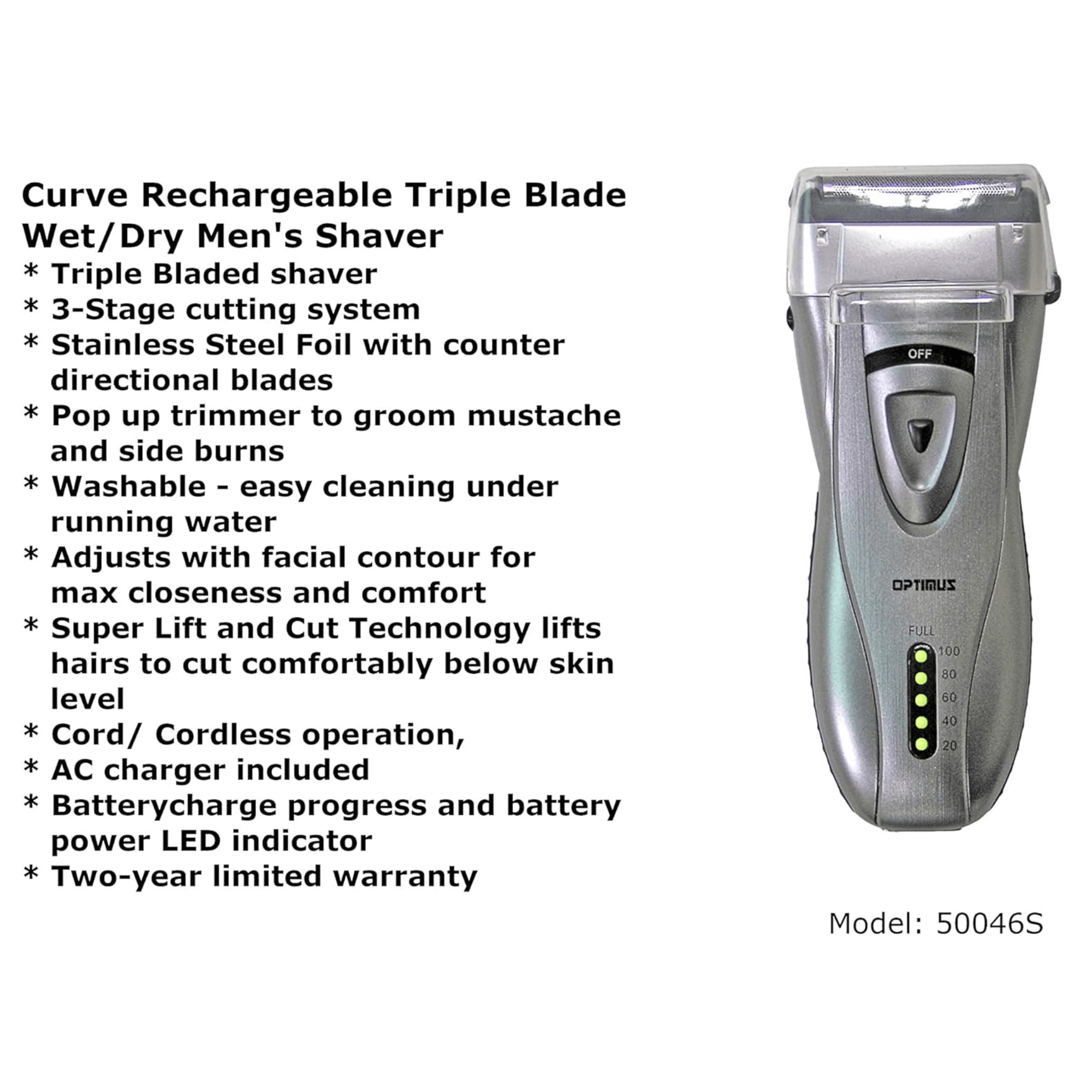 JupiterGear Home - Wholesale Electric Shaver - Men's - Optimus Cordless Rechargeable LED Shaver7