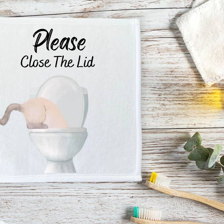 MerikaArt – wholesale Bath towel – Cream Cat Bathroom Sign Washcloth3