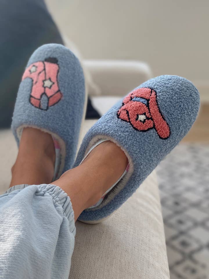 Living Royal - Wholesale Slippers - Women's - Indoor / Outdoor Slippers - Western Cowgirl - Blue3