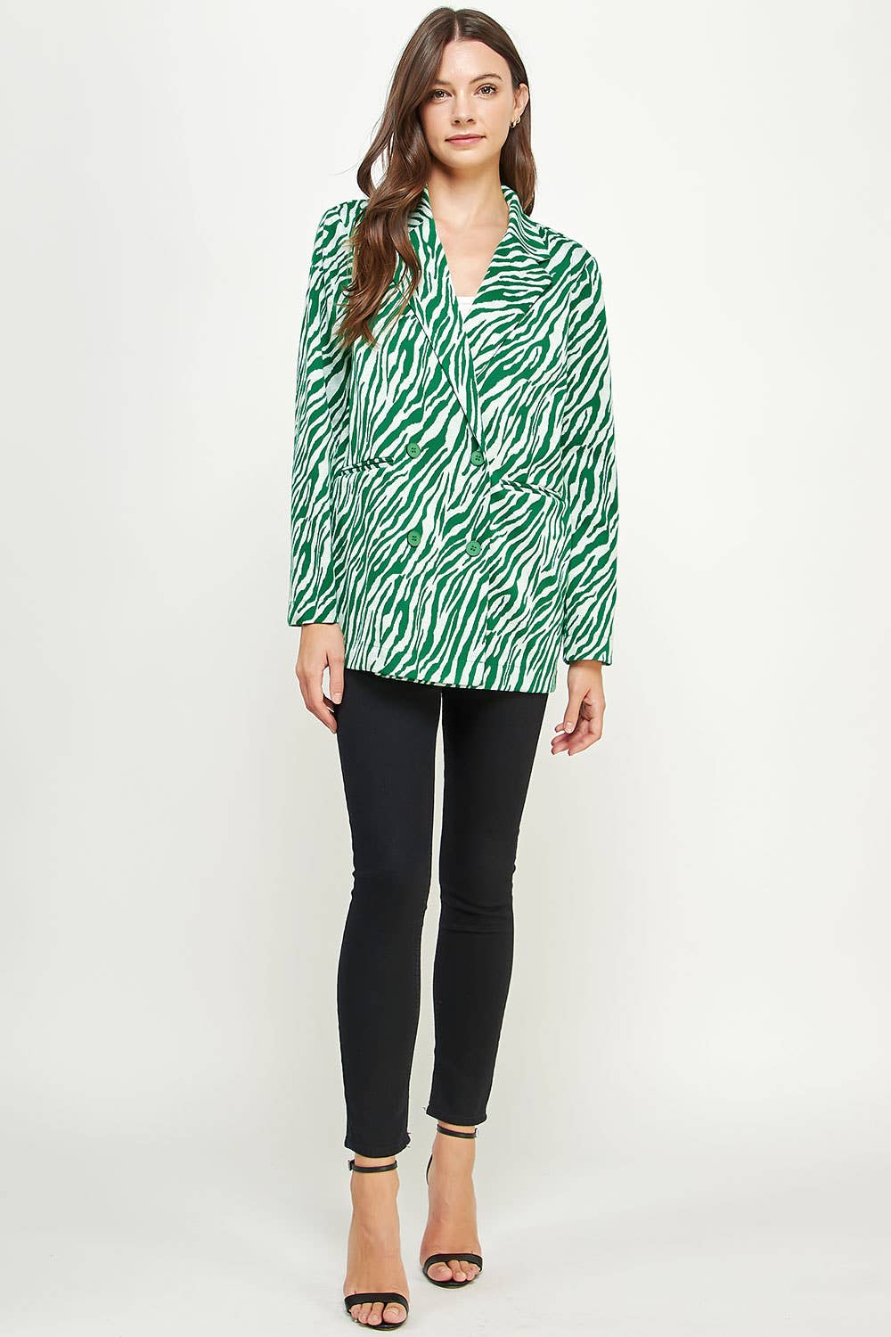 Strut & Bolt – Engroshandel Blazer - Dame – Zebra Mønster Strik Blazer16