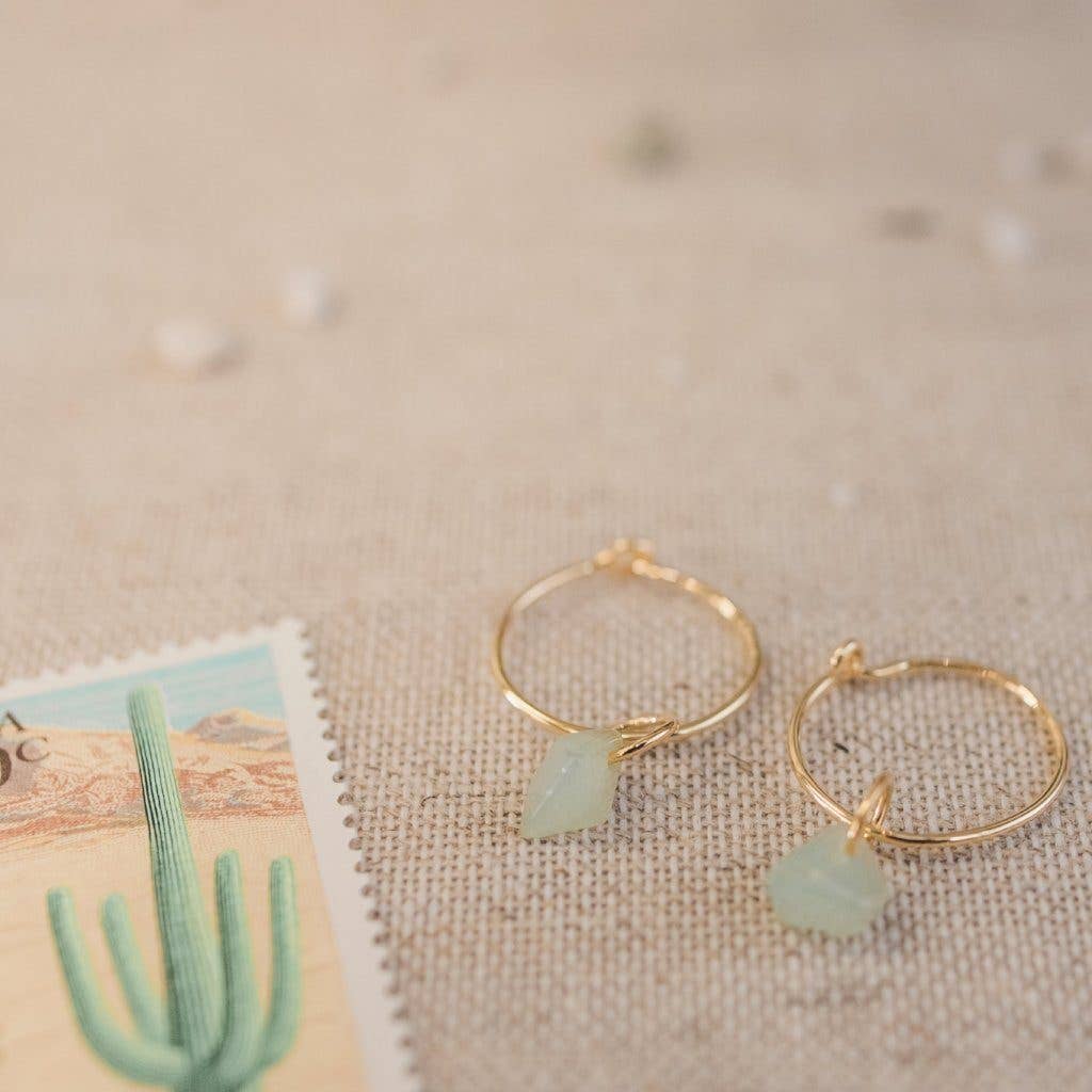 Honeycat Jewelry - Wholesale Dangle Earrings - Green Jade - Wishing Crystal Hoop Earrings11