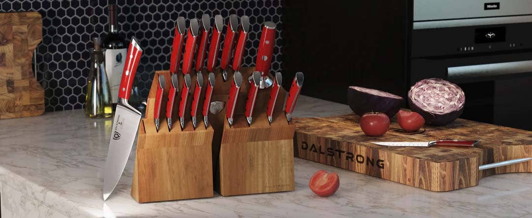 Dalstrong - Wholesale Knife Set - 18-piece Colossal Knife Set with Block | Red Handles | Gladiator Series | Knives NSF Certified | Dalstrong ©12