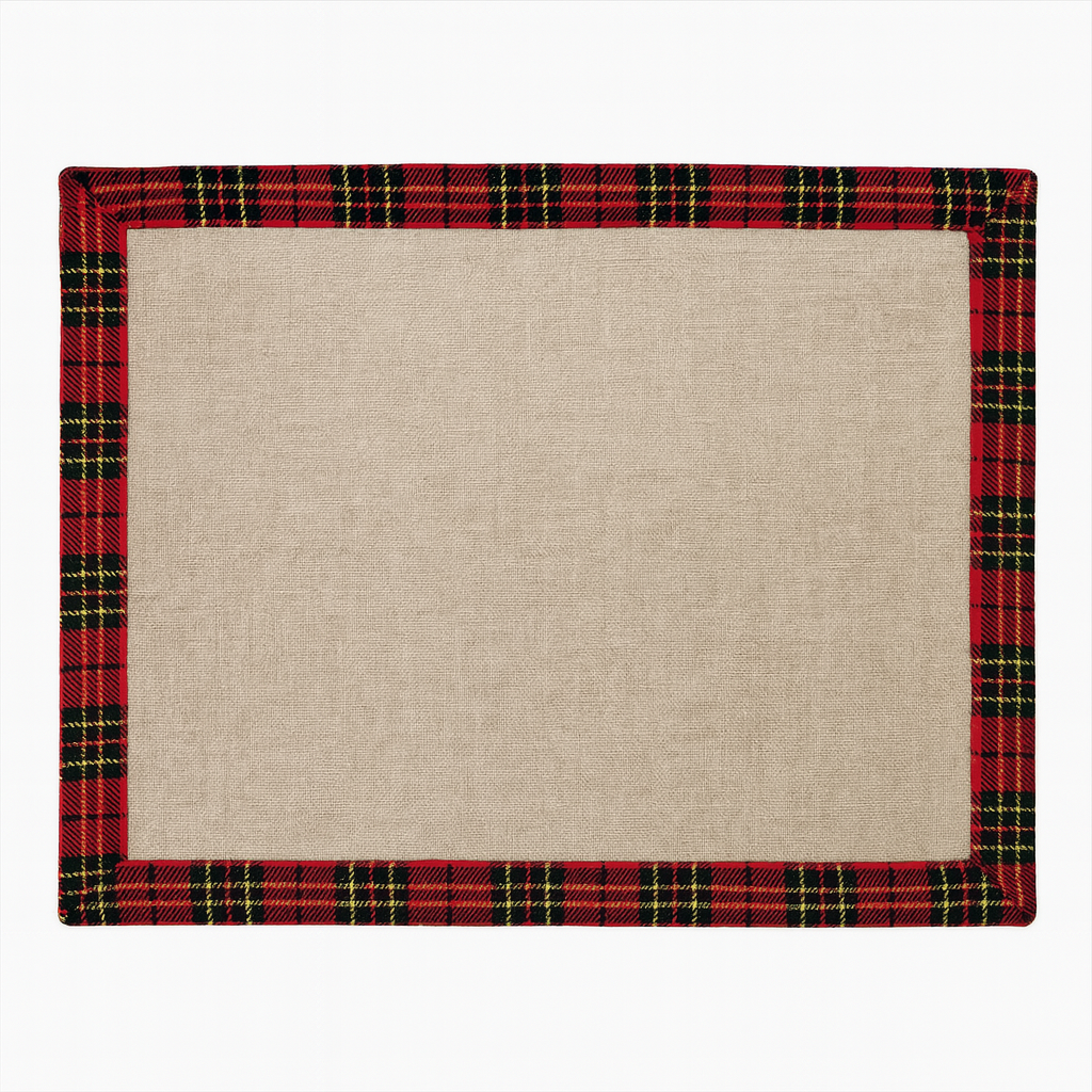 Fennco Styles - Vente Sets de table - Napperon de Noël naturel à garniture tartan4
