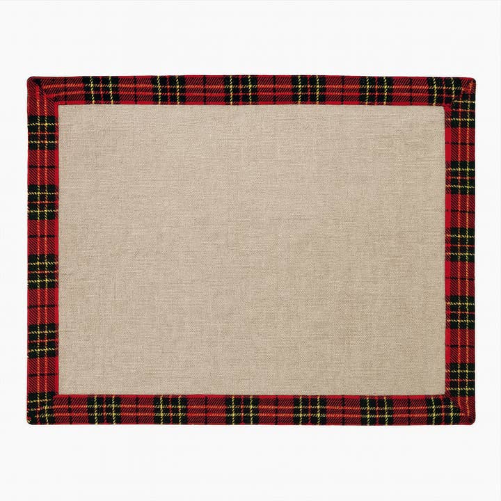 Fennco Styles - Vente Sets de table - Napperon de Noël naturel à garniture tartan4