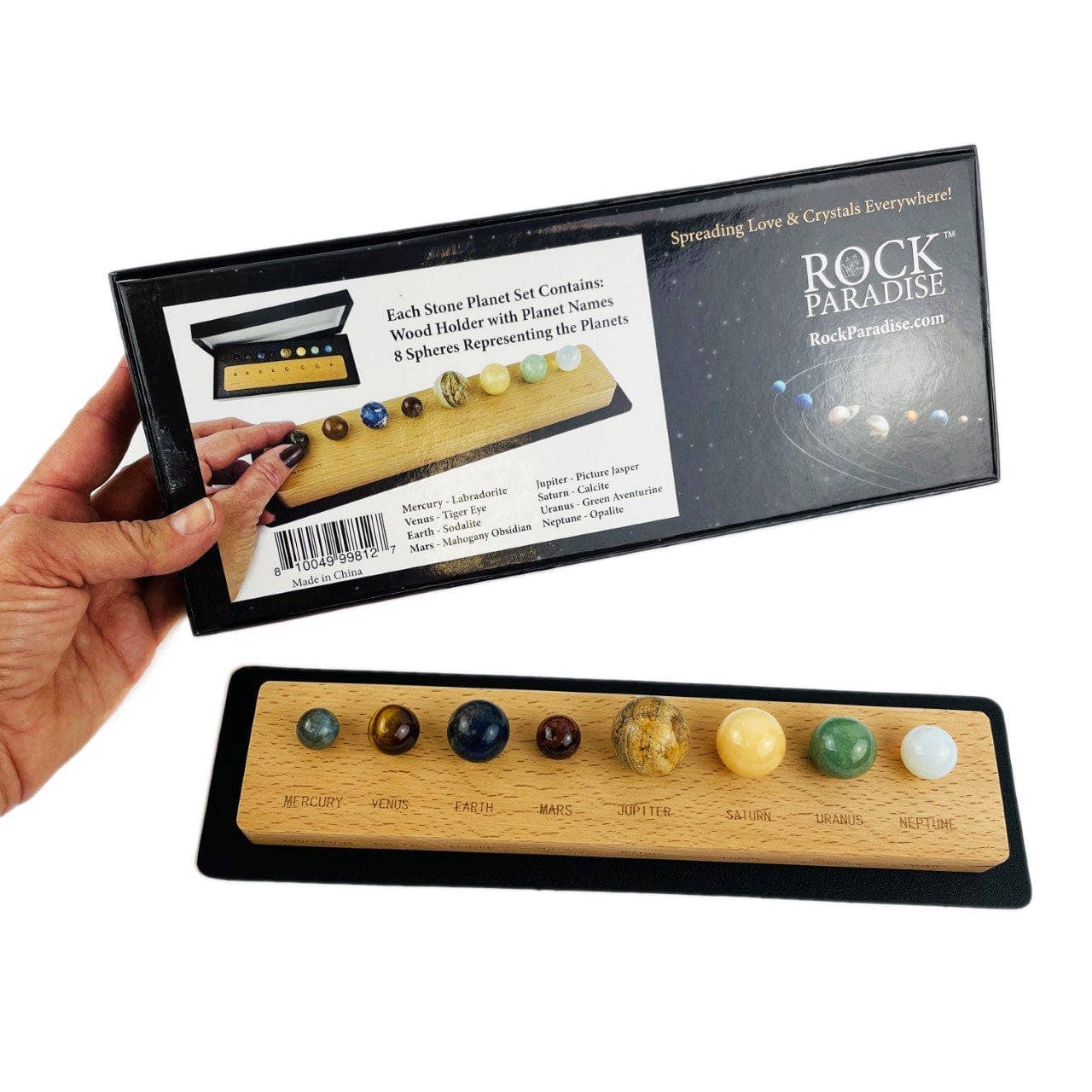 Rock Paradise - Wholesale Spiritual Stone/Crystal - Gemstone Solar System Planets in a Box Crystal Spheres12