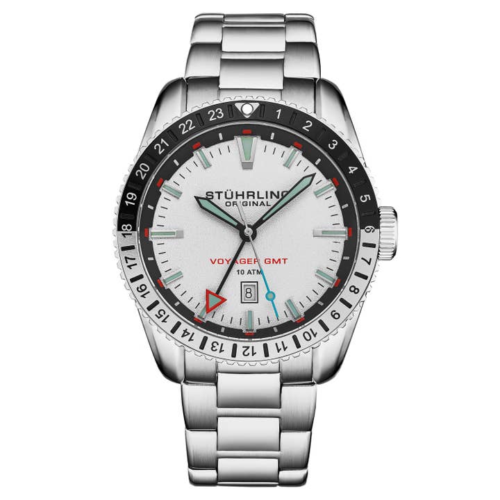Voyager GMT 4017 Quartzo GMT 42mm Mergulhador - Mostrador Branco por atacado de Stuhrling