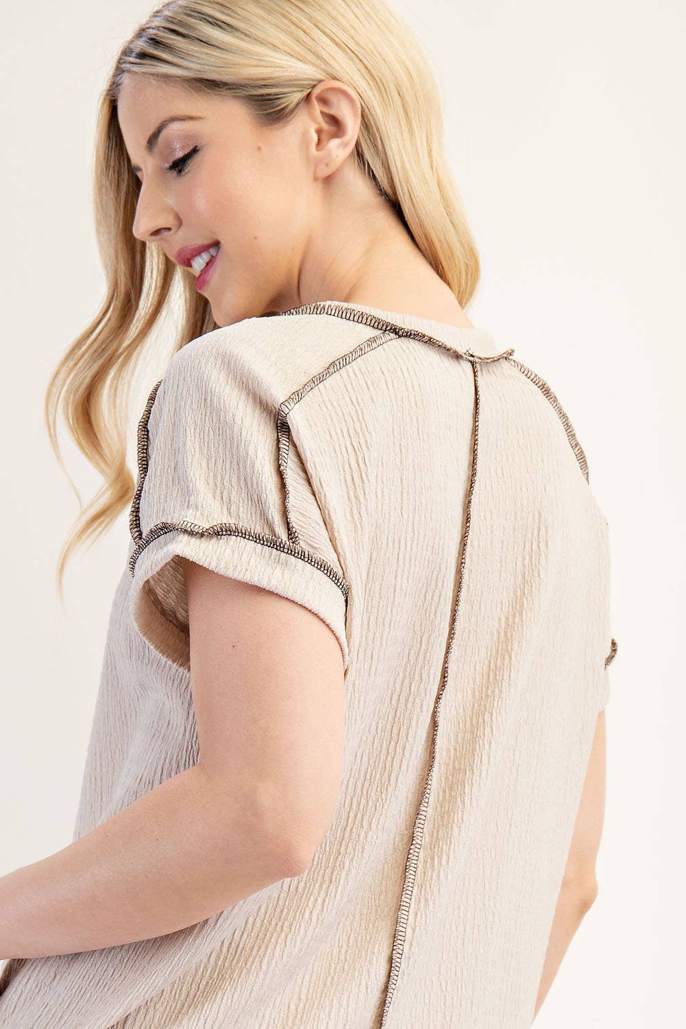 Celeste Clothing - Wholesale Knit Top - Women's - PLUS SIZE RELAXED-FIT TEXTURED TOP SHORT SLEEVES -CT2389518