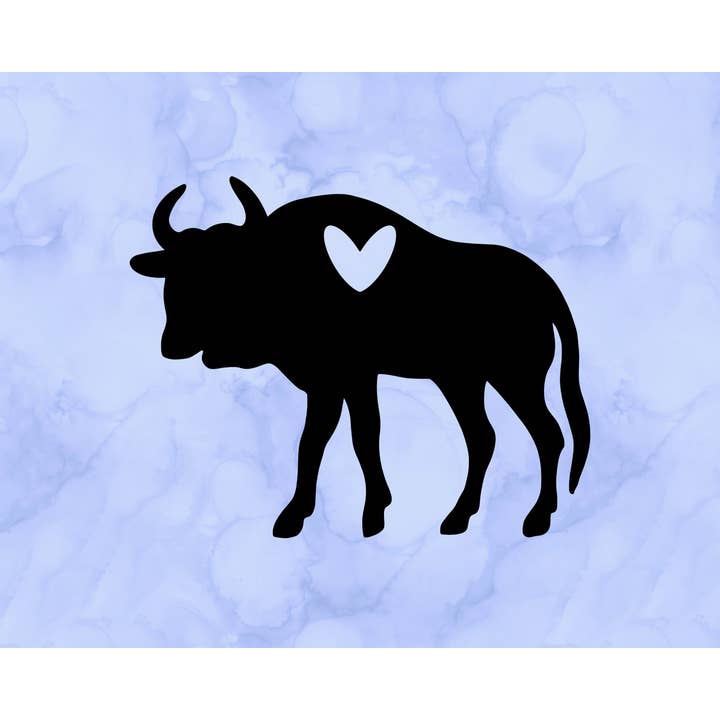 Wildebeest Heart Decal (2") for wholesale by Sticking with You