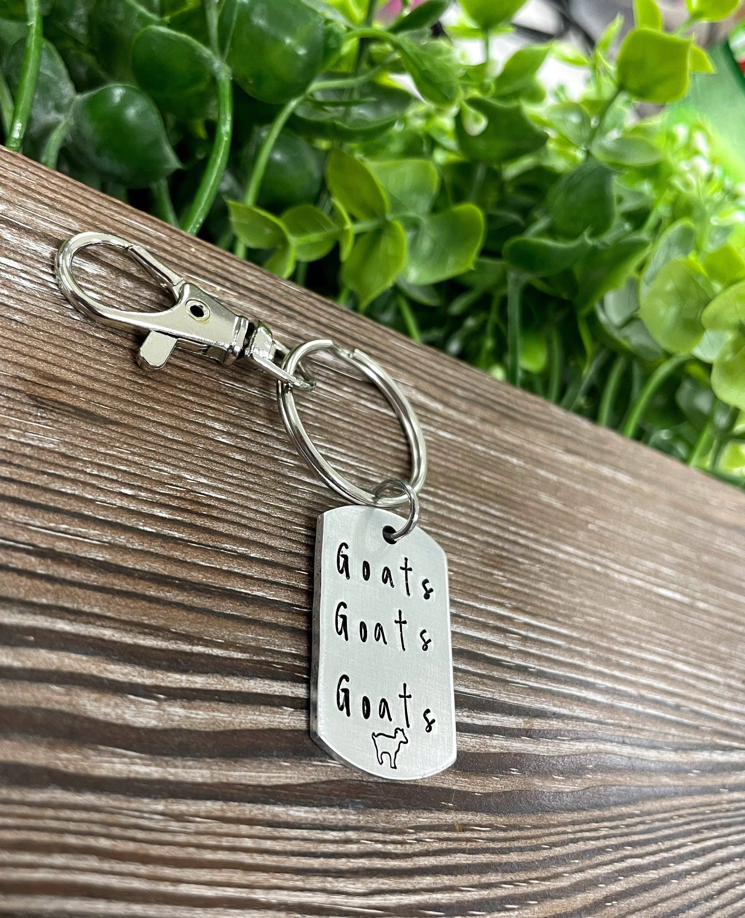 Handmade by Marlayna - Wholesale Keychain - Unisex - Goats Goats Goats Fun Animal Themed Hand Stamped Key Chain2