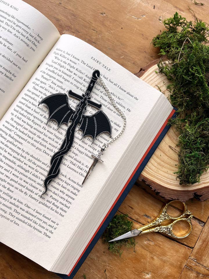 Dragon Sword Faux Leather Bookmark for wholesale by The Bookish Atelier