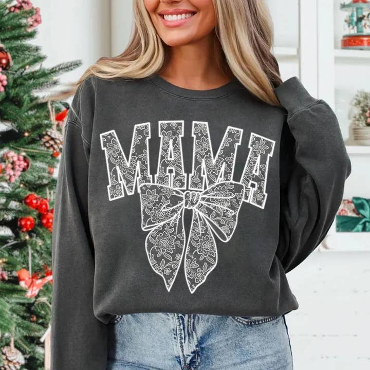 MAMA LACED COQUETTE CREWNECK TEE/SWEATSHIRT for wholesale by It's So Me
