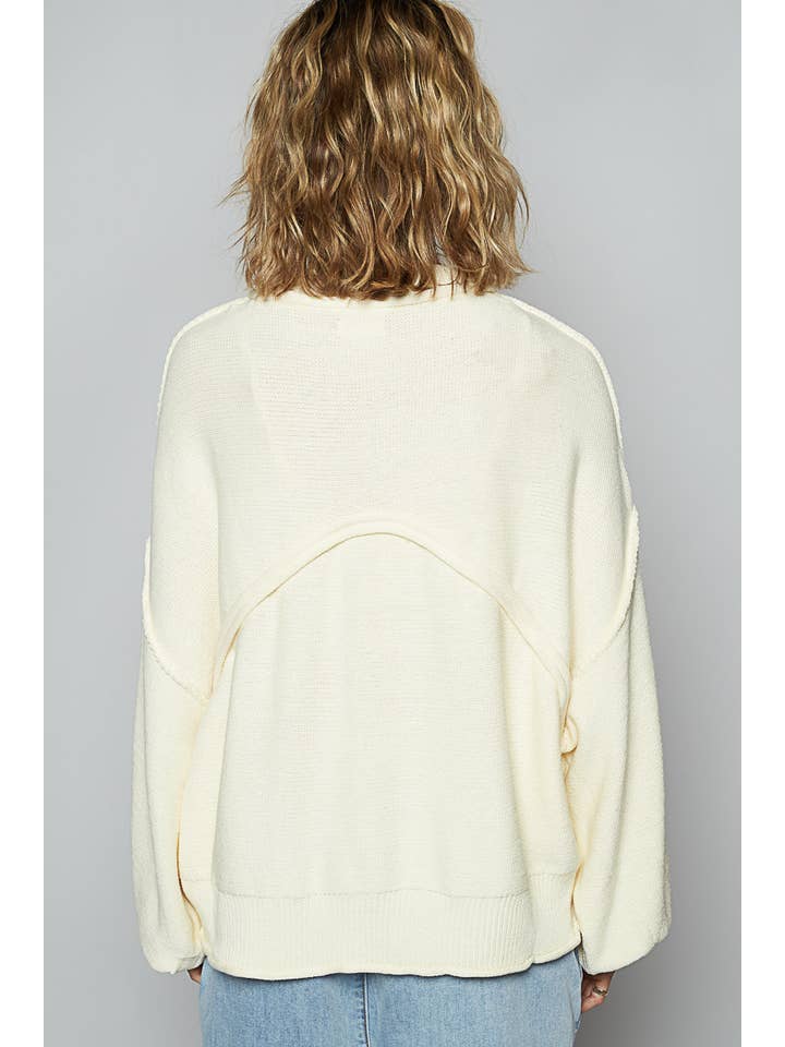 Pol Clothing - Wholesale Knit Sweater - Women's - Oversize balloon sleeve round neck pullover sweater SALE