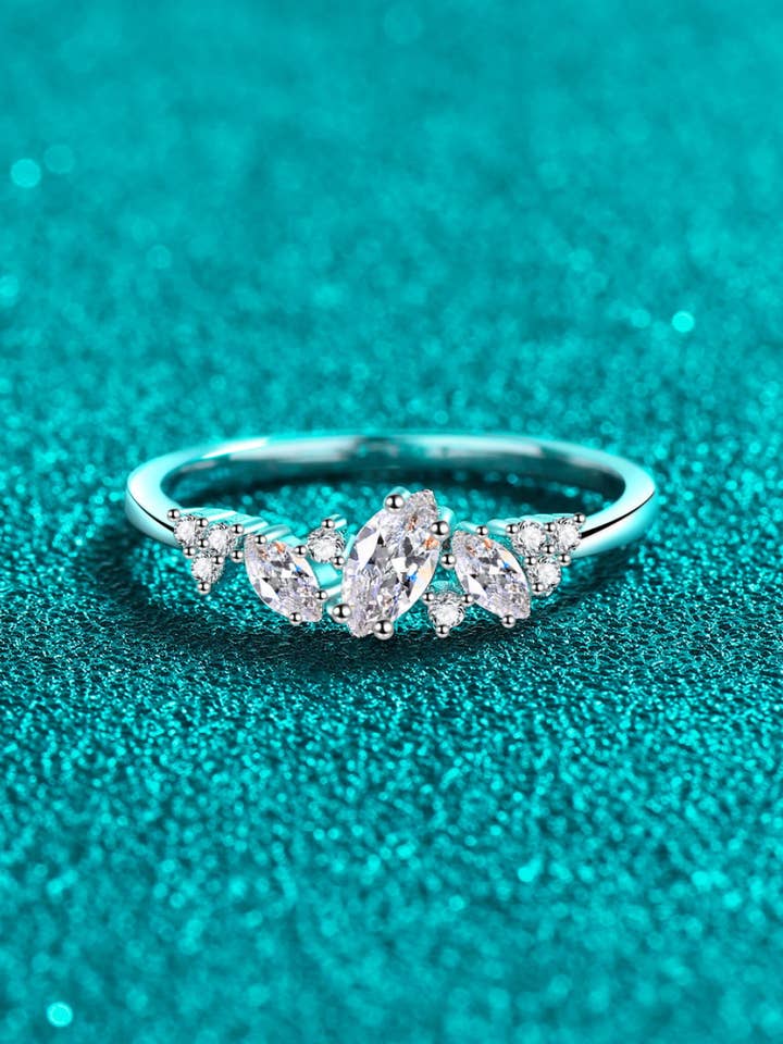 Adored Moissanite Rhodium-Plated Ring for wholesale by Sparkala