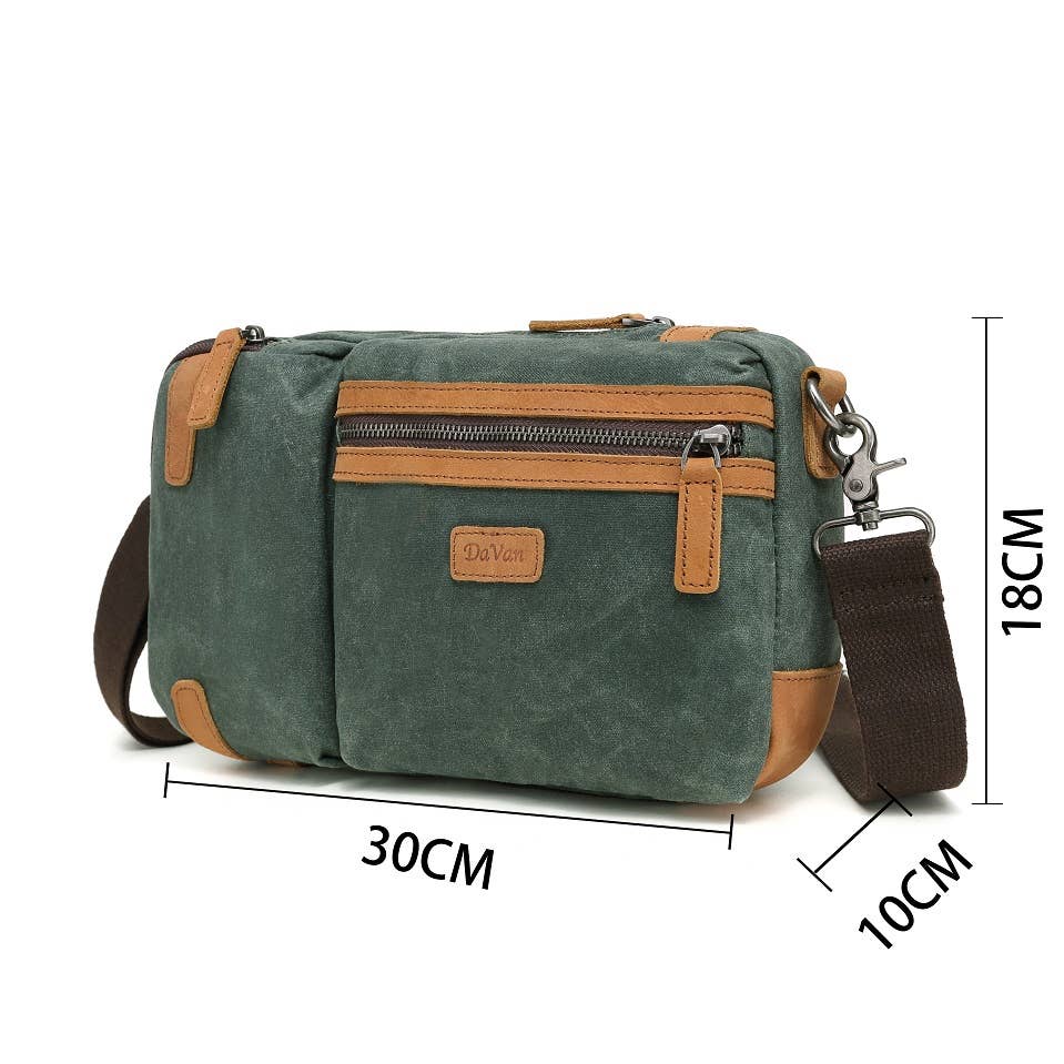 Davan - Wholesale Crossbody Bag - Unisex - Multifunction Waxed Canvas Sling Bag MF 559W (Olive)2