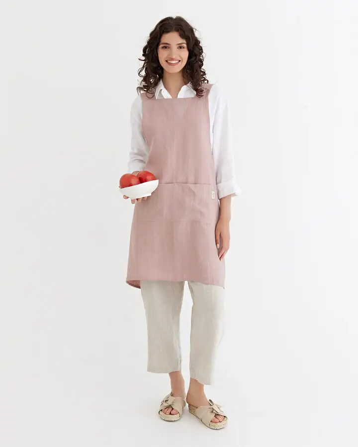MagicLinen (We handle U.S. import procedures for you) - Wholesale Apron - Pinafore cross-back linen apron in various colors20
