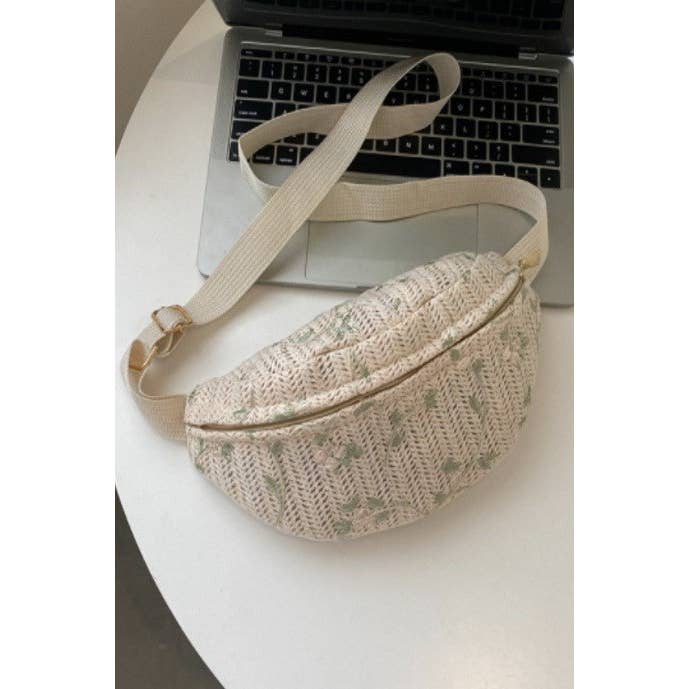 JOSSLYN by wall to wall - Wholesale Belt Bag - Women's - RAFFIA STRAW WAIST FANNY PACK CROSSBODY BELT BAG | 40P559