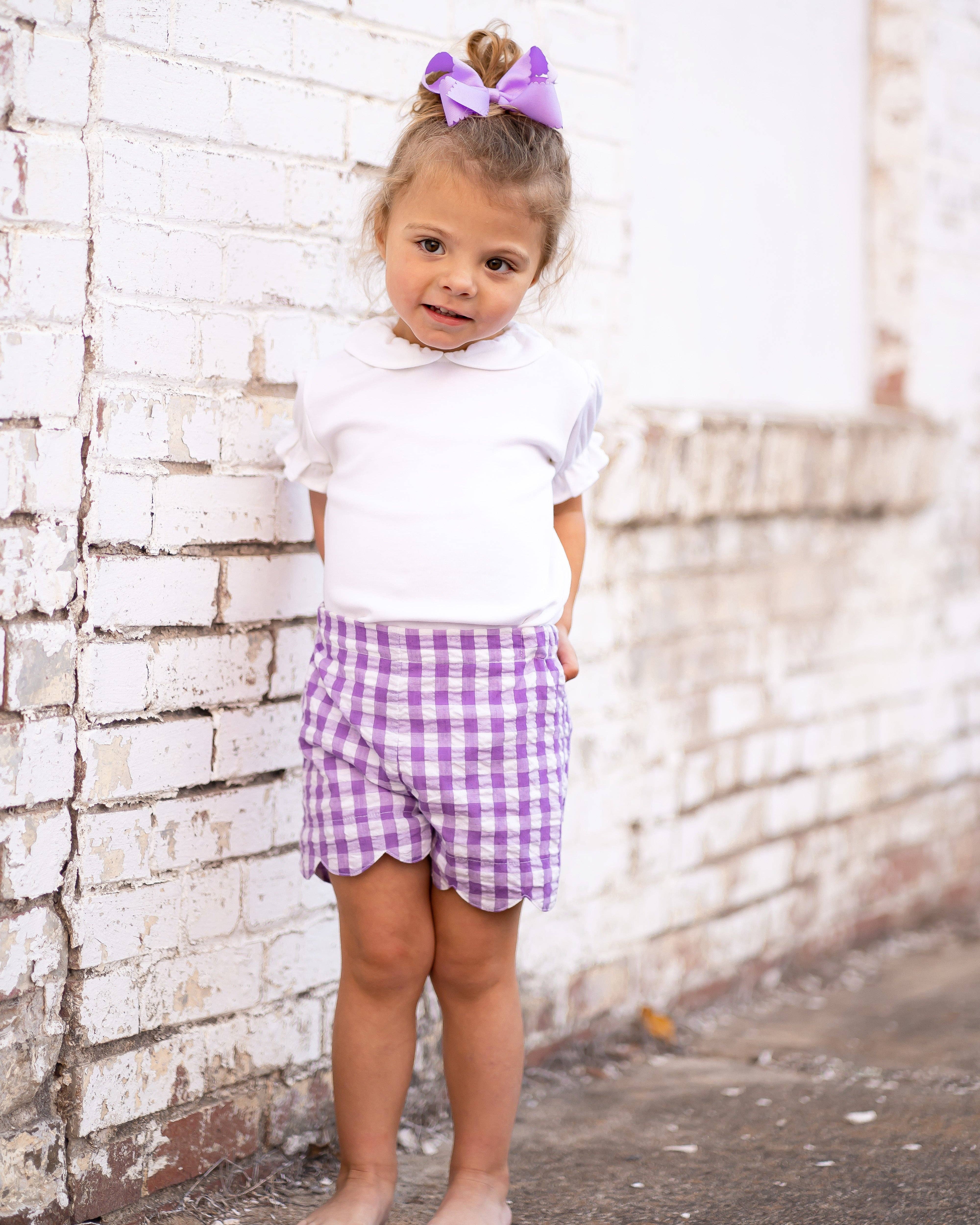 The Yellow Lamb - Vente Short – enfant - Short en vichy seersucker violet de Katie4