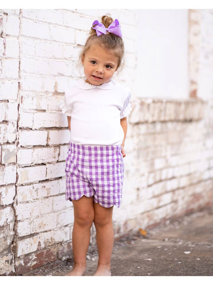 The Yellow Lamb - Wholesale Korte broeken - Kinderen - Katie Shorts in paarse gingham seersucker4