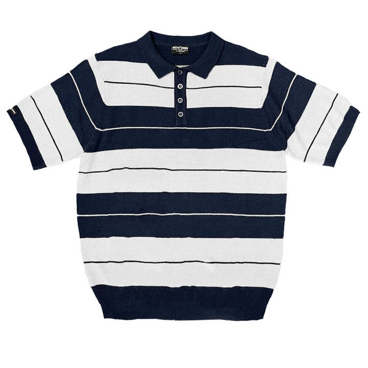 WEIV - Wholesale Polo - Men's - Charlie Brown Striped Knit 4 Button Polo Shirt6