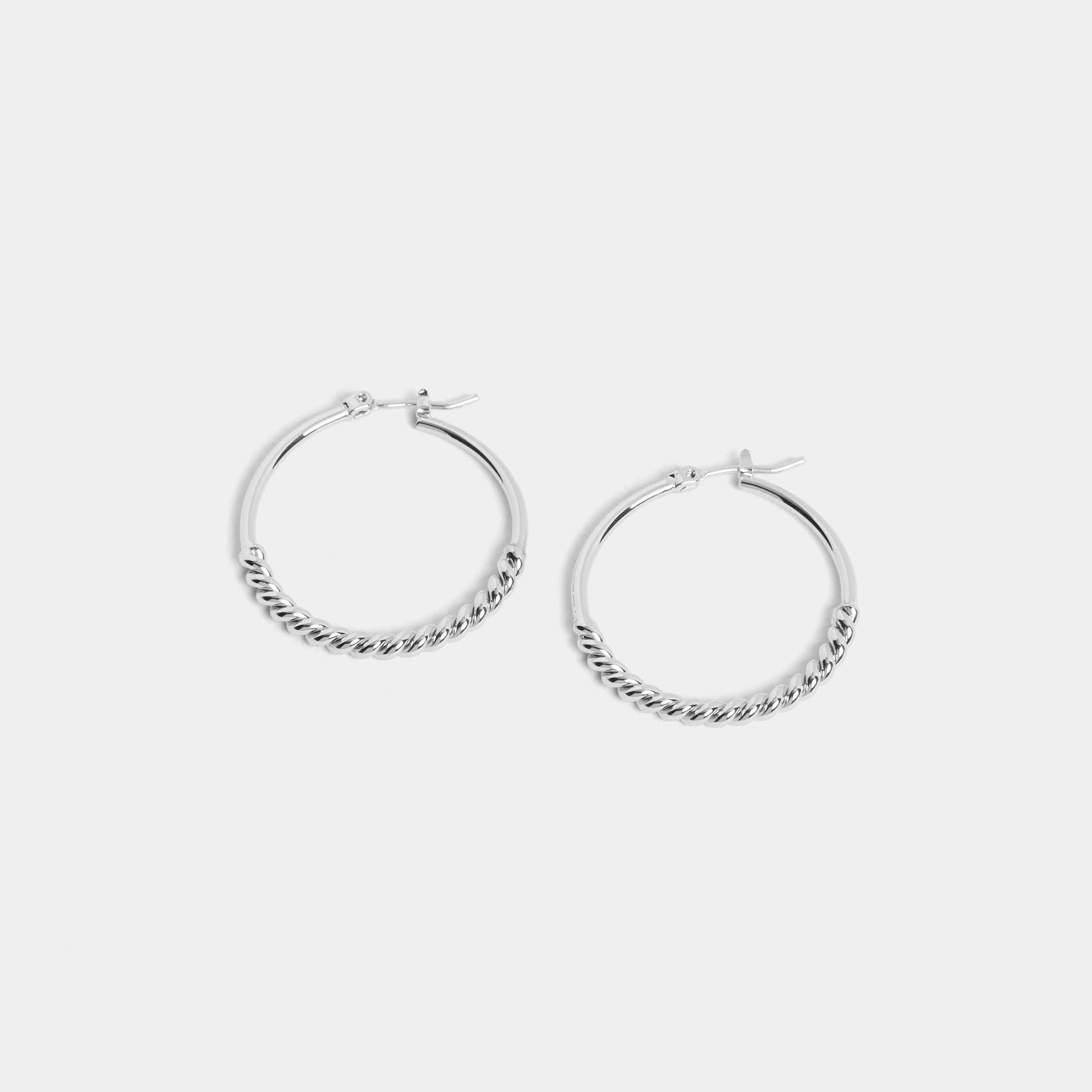 Twisted Metal Hoop Earring - Silver for wholesale on Faire0
