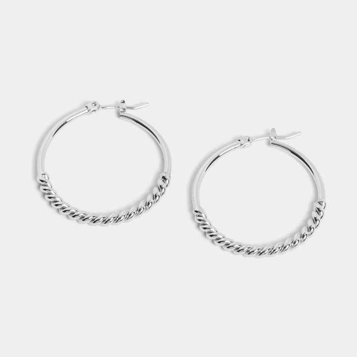 Twisted Metal Hoop Earring - Silver for wholesale on Faire0
