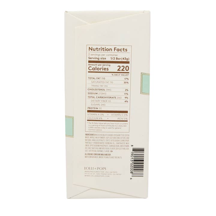 Lolli and Pops - Wholesale Chocolate Bar - Toffee & Sea Salt Signature Bar2