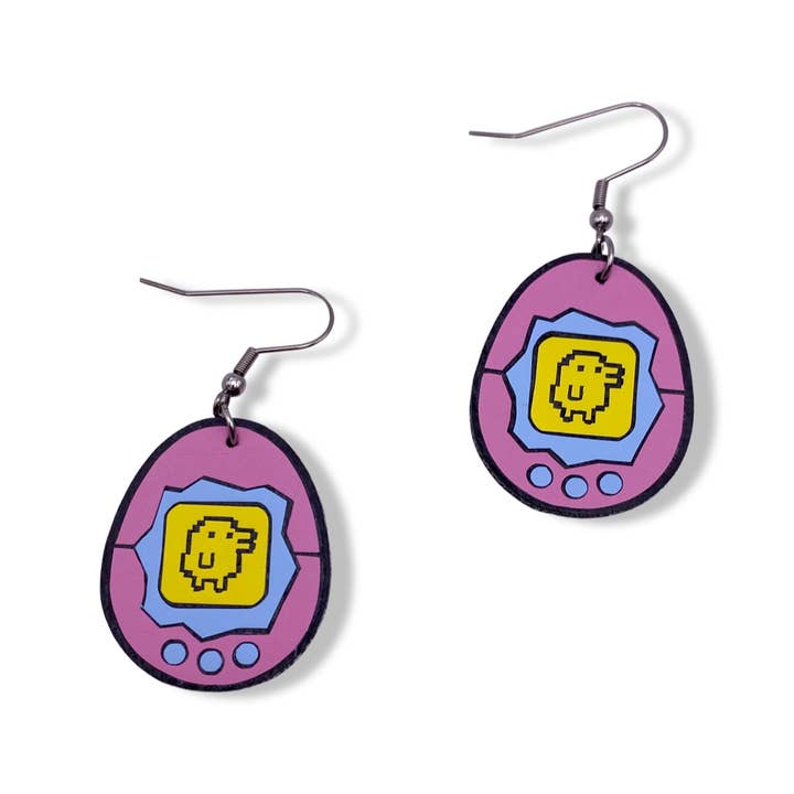 90s Pink Tamagotchi Earrings for wholesale by Geekish Gifts
