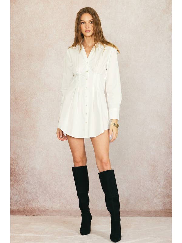 White Cotton Poplin Shirt Dress for wholesale on Faire2