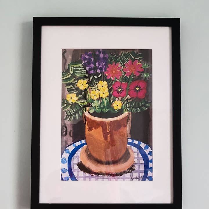Fleurs d'été dans un pot en terre cuite pour la vente par Amabel Illustrations