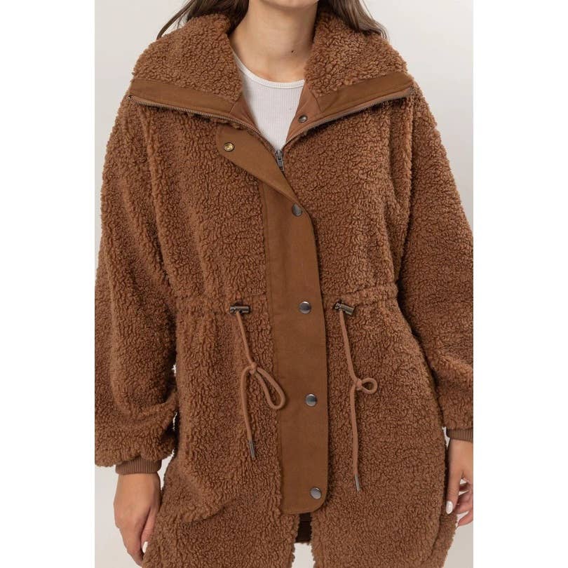 Apolline - Vente Manteau – femme - Manteau Sherpa à taille zippée3