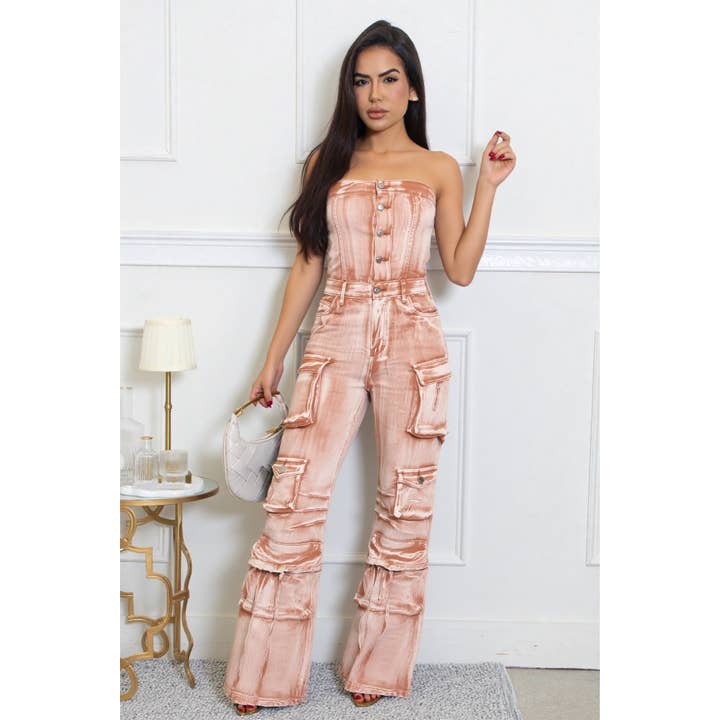 TUBE DENIM CARGO JUMPSUITS and other Purchase Wholesale tube top jumpsuit. Free Returns & Net 60 Terms on Faire trending on Faire.