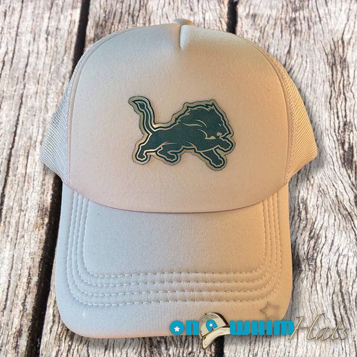 Lions White Trucker Hat w/ Acrylic for wholesale by On a Whim Hats