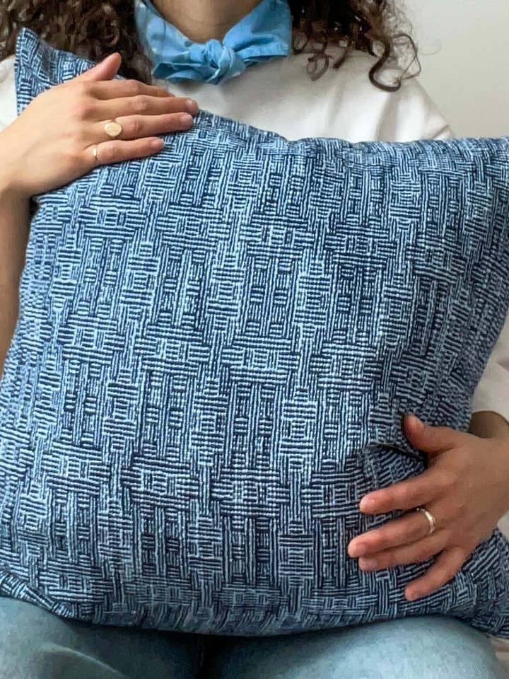 Blue Shadows Pillow for wholesale by La Pequeña Textiles