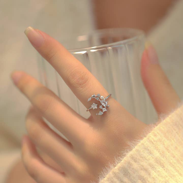 happyzzzsu - Wholesale Multi-Stone Ring - Sterling Silver Star and Moon Ring4