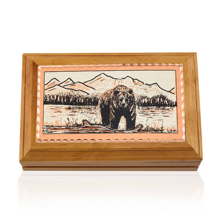 Boîte en bois RB 21 Bear pour la vente par COPPER ARTS INC.