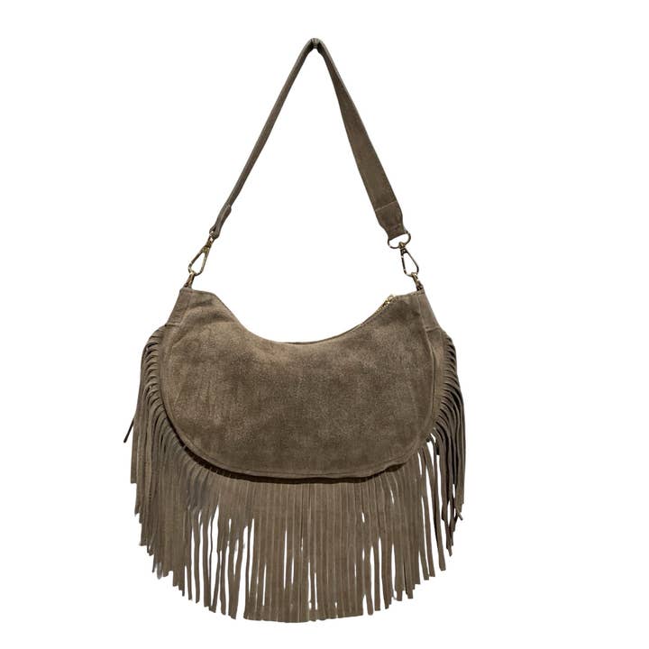 SAC CUIR SUEDE FRANGE DEMY pour la vente par Louisa lee