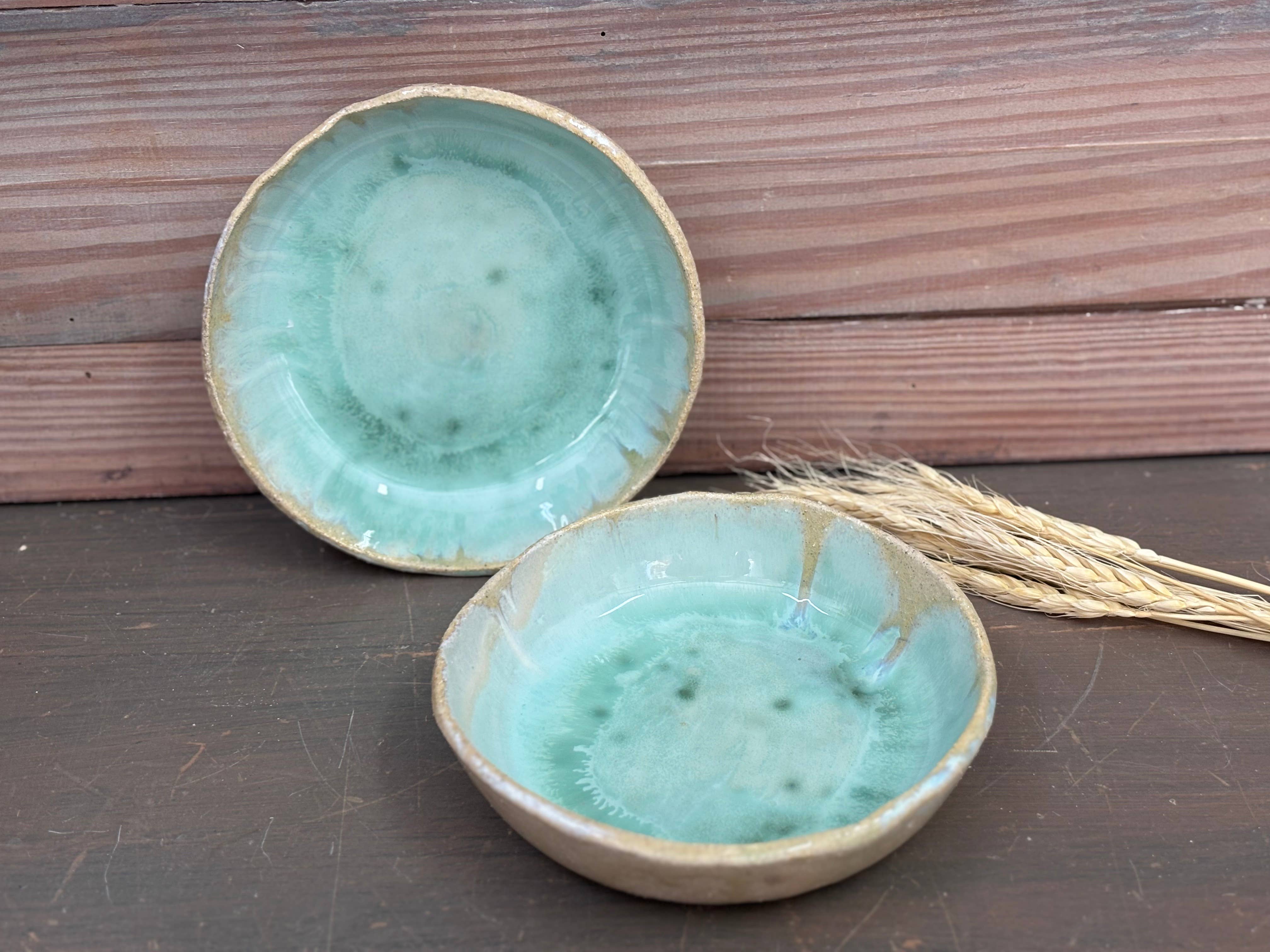 veronicaruizceramica - Wholesale Decorative Plate/Dish/Bowl - Sea green handcrafted plate – Glaze with local ashes6