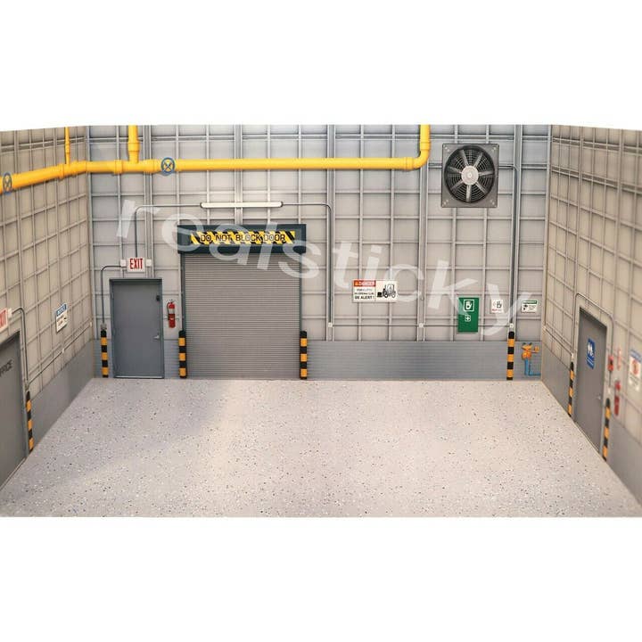 Autocollant mural de garage en métal à l'échelle 1/10, entièrement imprimé en forme de RC pour la vente par Real Sticky