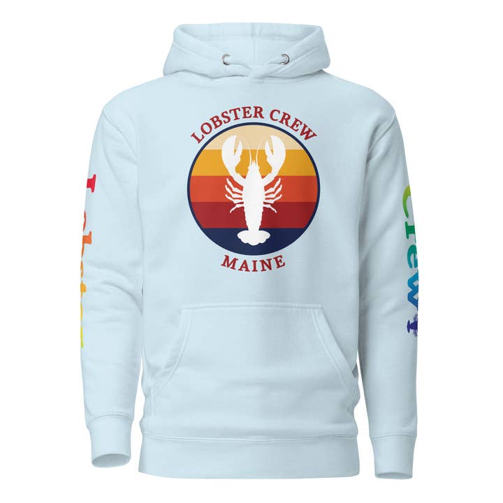 Hoodie Rétro "Équipage de Homard" du Maine | Pull Vintage du Maine avec Impression sur Manche | Sweatshirt Côtier Unisexe pour la vente par The Mainery
